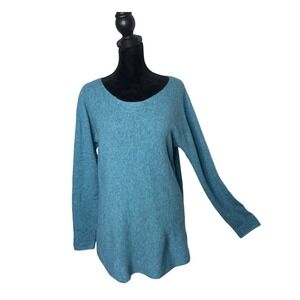 Max Studio 100% Cashmere Sweater Womens L Ribbed Knit Scoop Neck Pullover